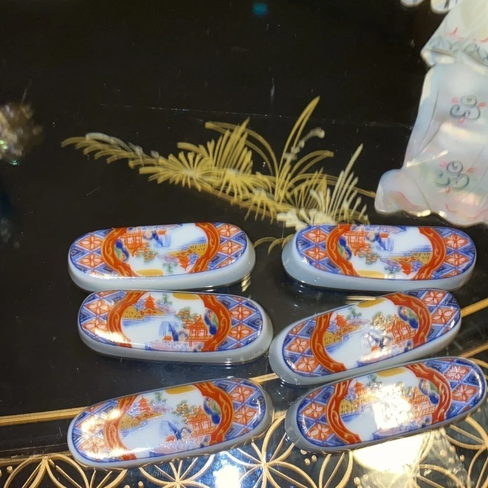 Vintage Imari Japan Chopstick holders set of 6